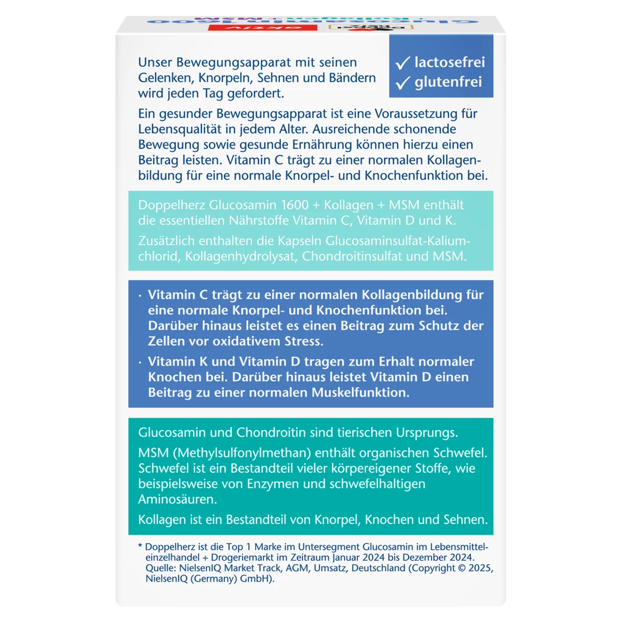 Abbildung der Produktverpackung Doppelherz aktiv Glucosamin 1600 Rückansicht